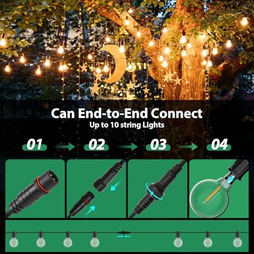 FIFlying 158FT Outdoor String Lights | 72 Shatterproof G40 LED Bulbs