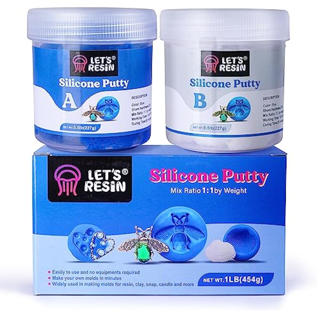 LET'S RESIN Silicone Putty – 1LB Flexible Mould Making Kit for DIY