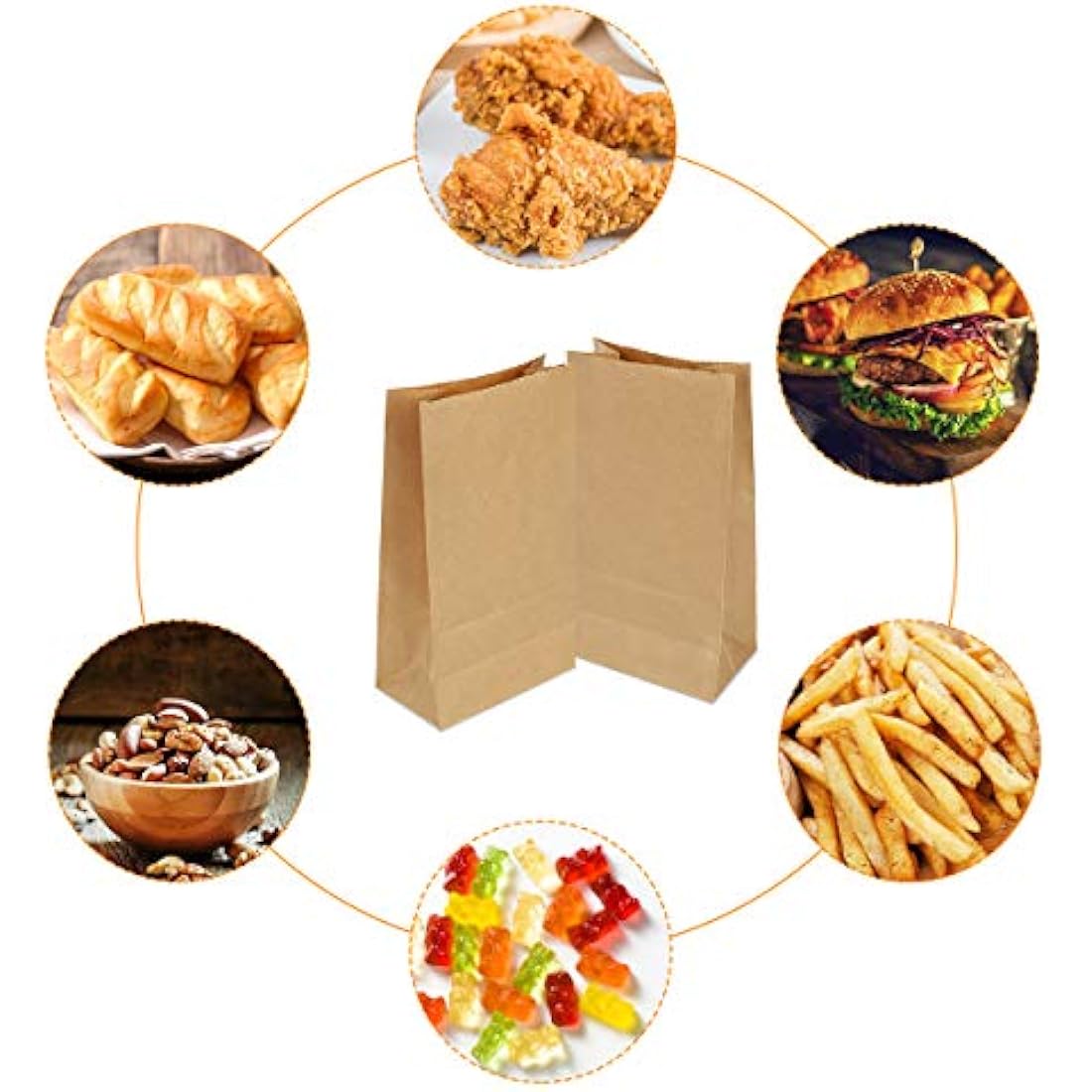Gaoyong 100 Pack Brown Kraft Paper Bags | Food Safe Gift Bags 12x7x21.5cm