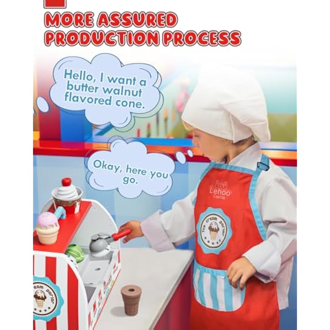 Lehoo Castle 28pcs Ice Cream Shop Play Food Set - Montessori STEM Toy