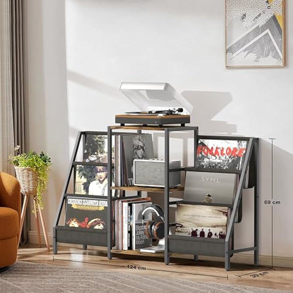 Bikoney Record Player Stand | 280 Vinyl Storage Cabinet & Media Console