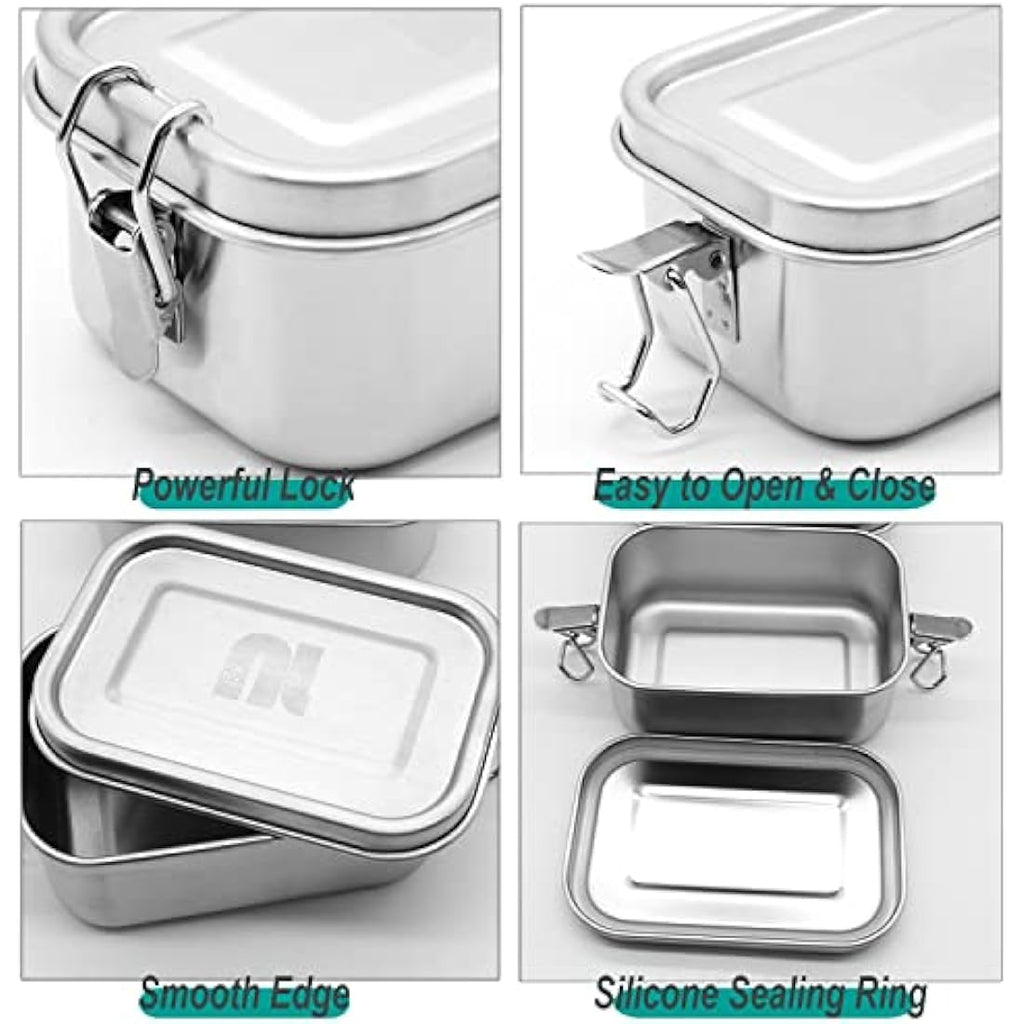 Nicelock Stainless Steel Snack Containers – 400ml Leakproof Food Prep, 3 Pack