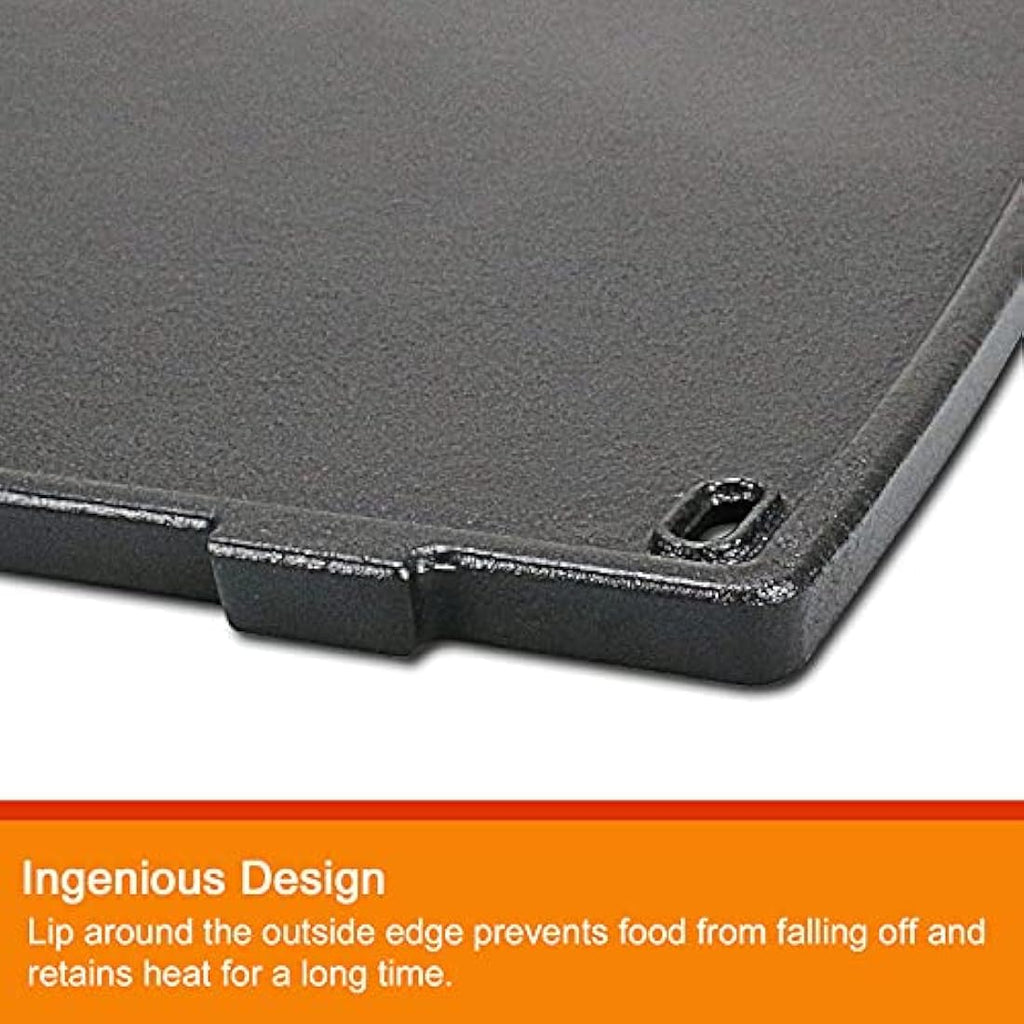 GFTIME Cast Iron Grill Griddle for Weber Q200 & Q2000 Series – 38.9 x 27.5cm