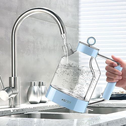 ASCOT Glass Electric Kettle – 1.5L Fast Boiling Tea Heater, Blue