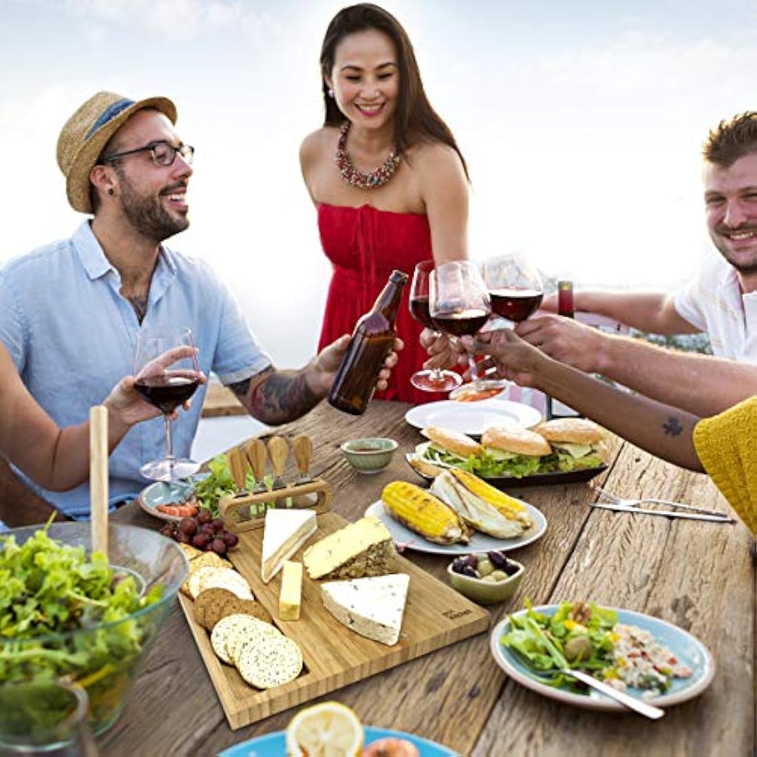 Jolof Store Bamboo Cheese Board and Knife Set – Charcuterie Platter