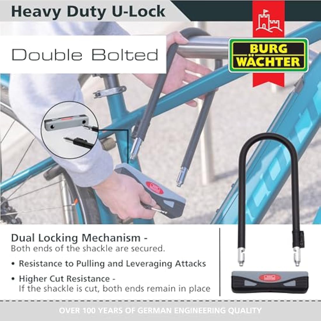 Burg Wachter D Lock – Sold Secure Gold Heavy Duty Bike Lock, Large