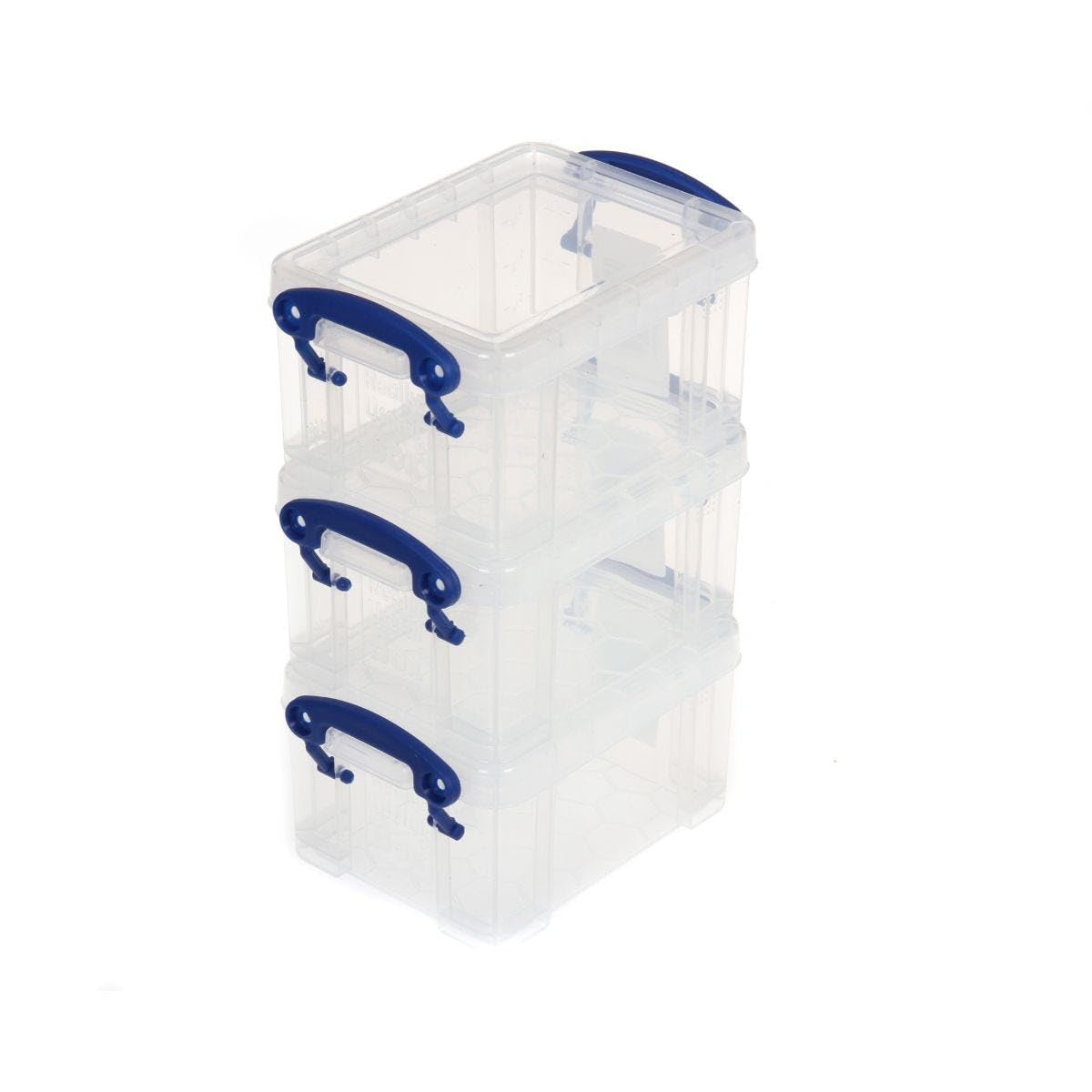 Really Useful Box 0.3L Storage Boxes - Pack of 3 Clear Clip Lock Lids