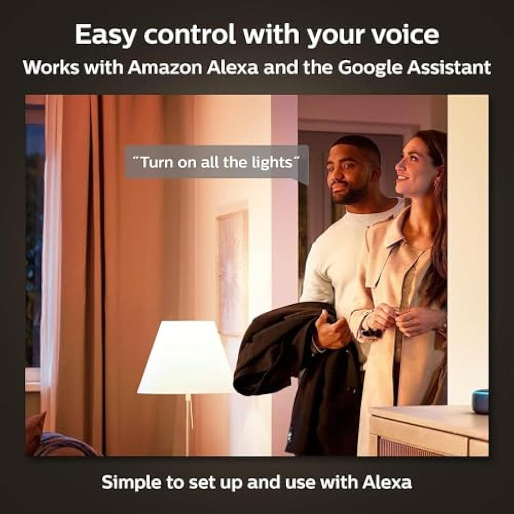 Philips Hue White Smart LED Bulb 4-Pack | E27 Edison Screw | 800lm