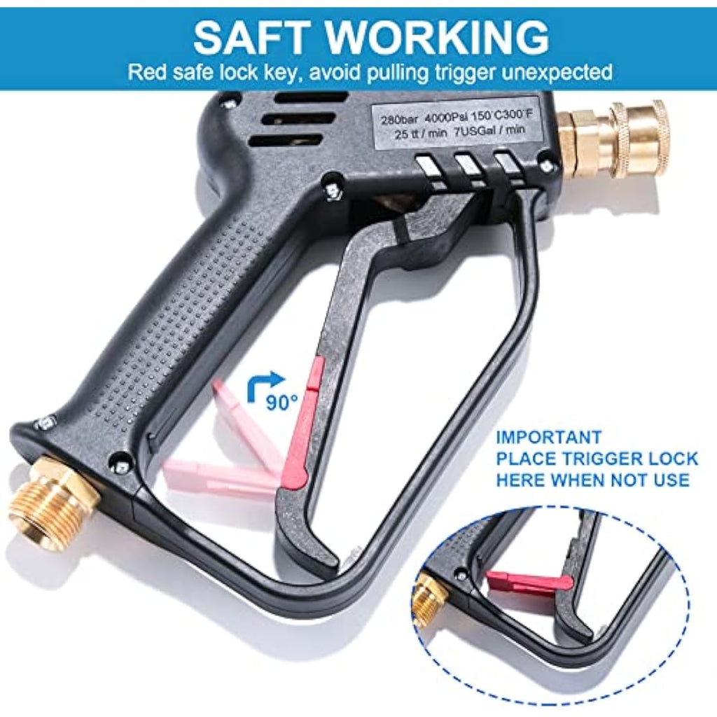 YUET High Pressure Washer Gun with 5 Nozzle Tips | 4350 PSI M22-14mm