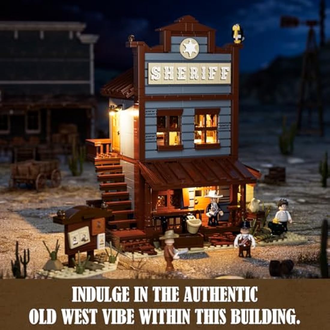 FUNWHOLE Old West Sheriff’s Office LED Building Set - 1240 Pcs Modular