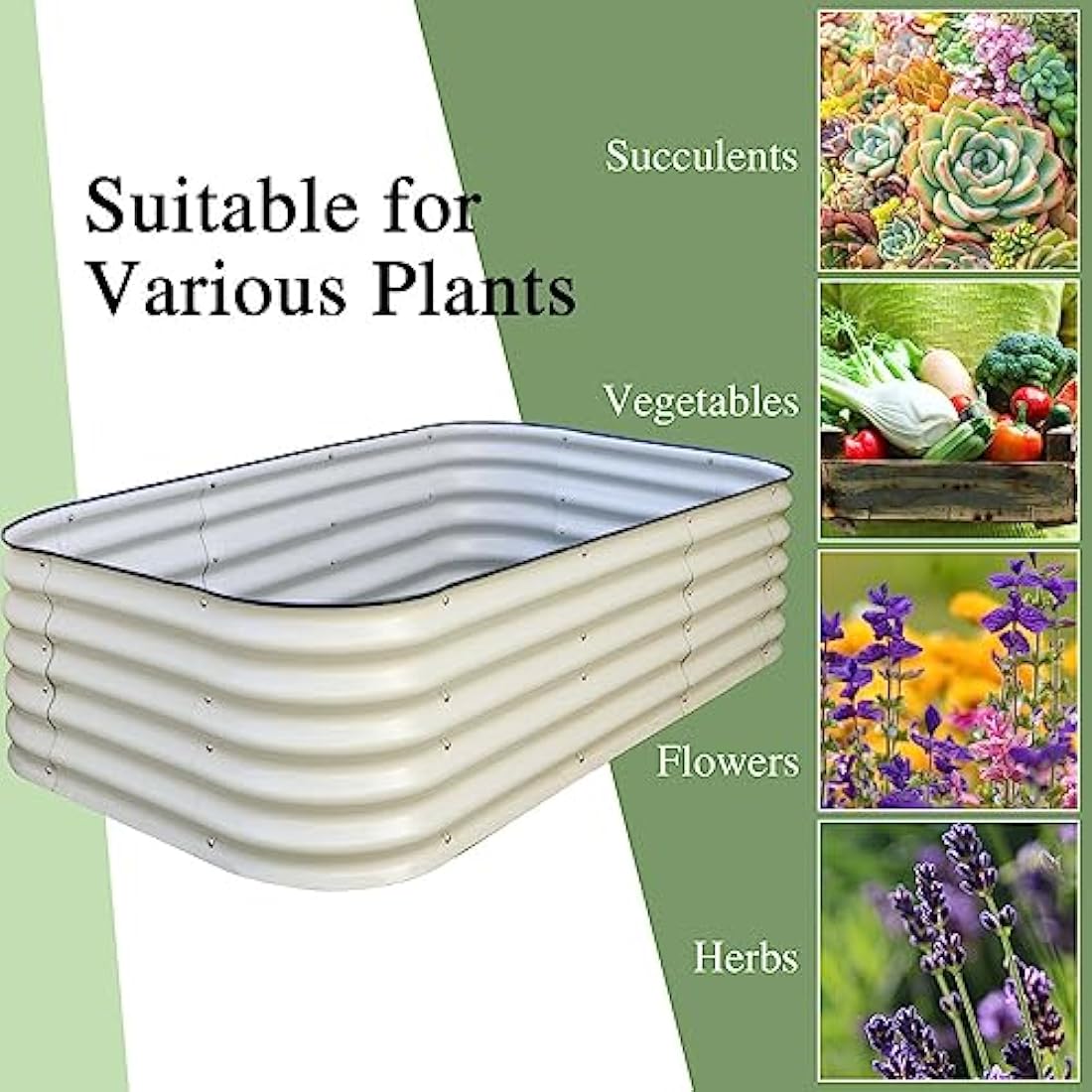 Byhagern Galvanized Raised Garden Bed – Anti-Rust Metal Planter, Beige