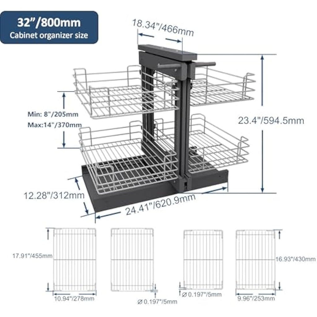 VADANIA Blind Corner Pull Out Organizer | 2-Tier Soft Close Kitchen Basket