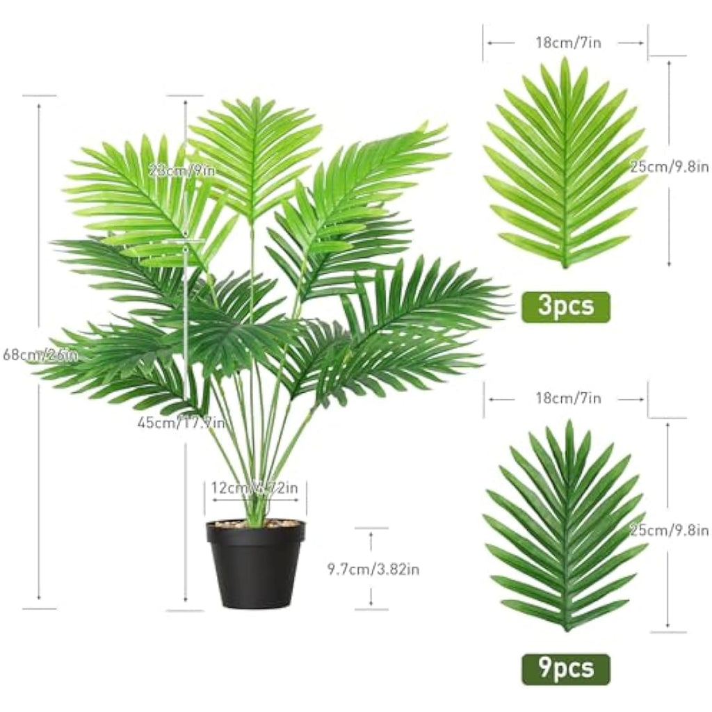 68cm Artificial Palm Tree Plants in Pots - 2 Pack Tropical Faux