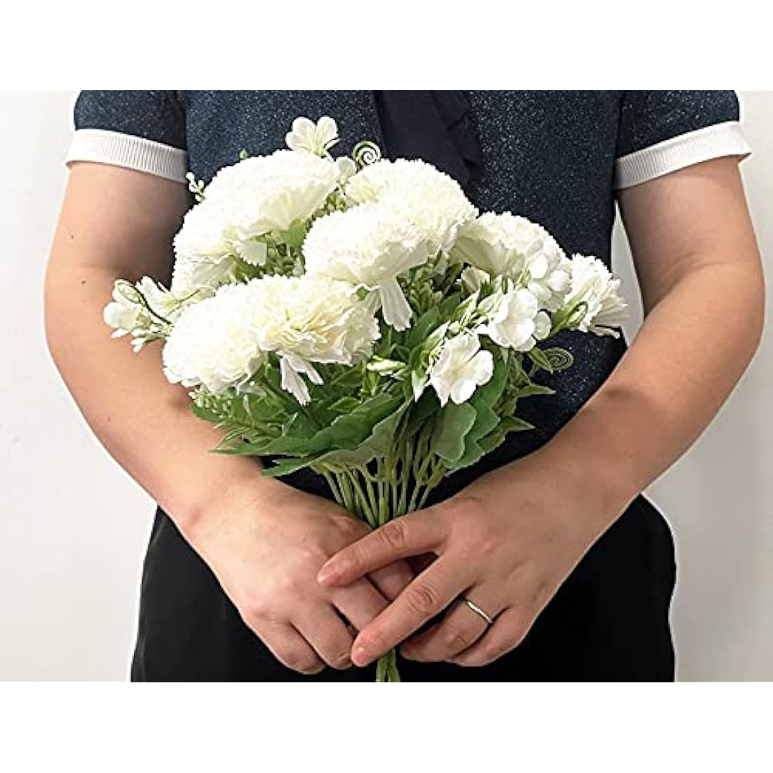 Artificial Silk Carnations - 3 Bunches White Faux Flowers