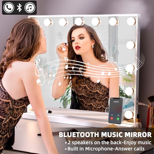 Hansong Bluetooth Hollywood Vanity Mirror | 15 Dimmable LED Bulbs