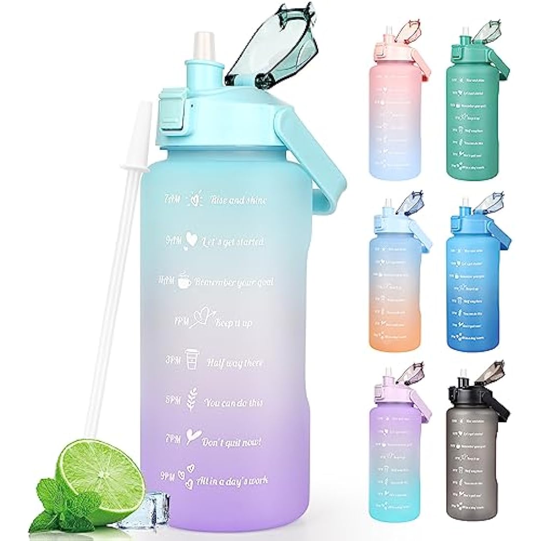 Jolof Store 2L Motivational Water Bottle | BPA Free Leakproof Sport Jug