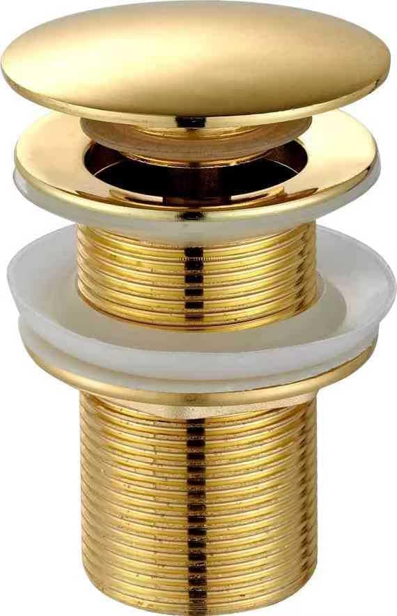 Gold Unslotted Basin Waste – Pop Up Click Clack Sink Drain