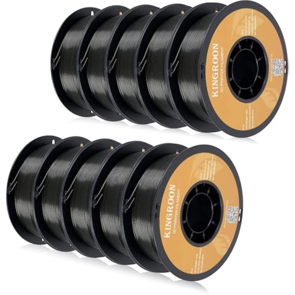 Kingroon PLA Filament 1.75mm – 10kg Bulk 3D Printing Material, Black