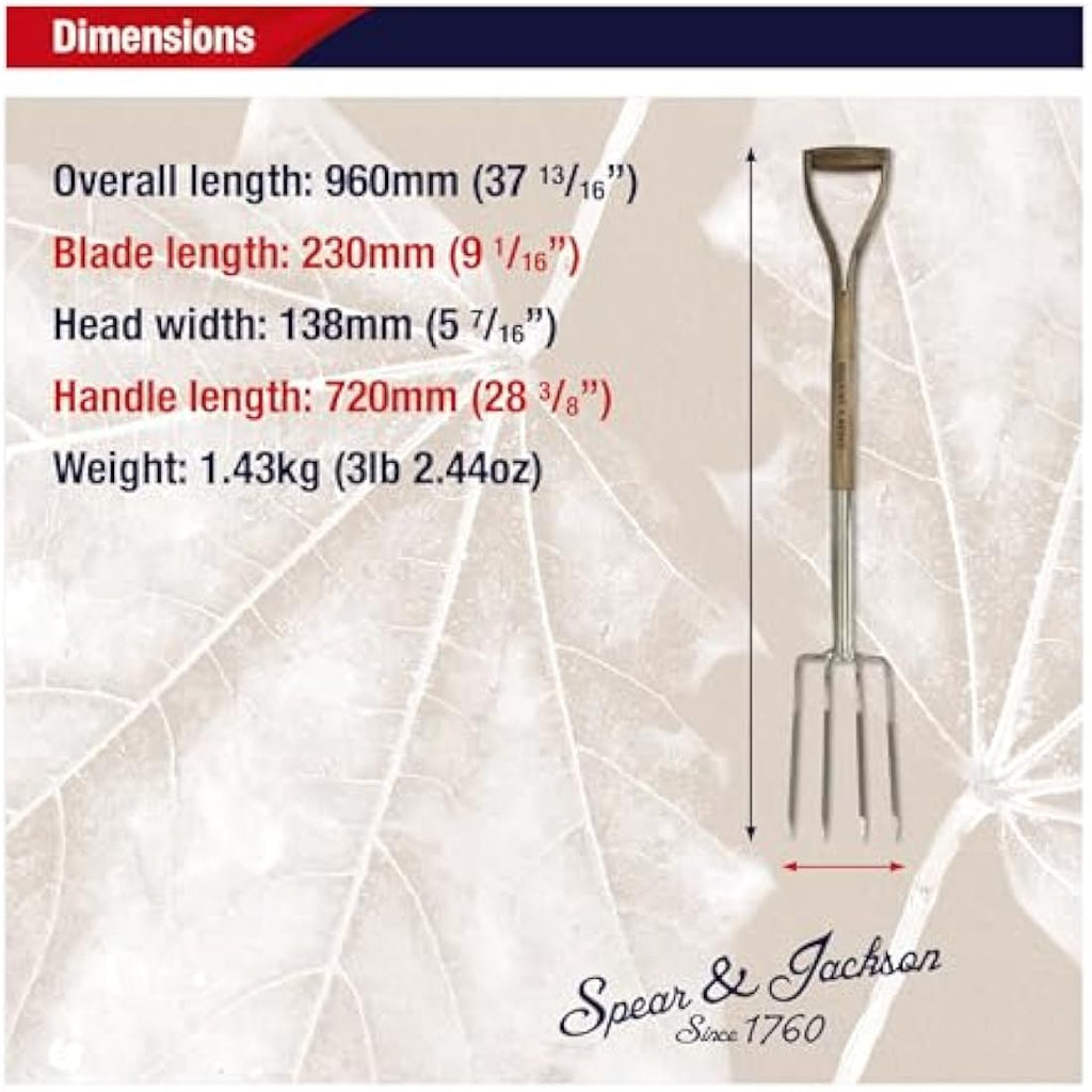 Spear & Jackson Border Fork – Stainless Steel & Hardwood Garden Tool