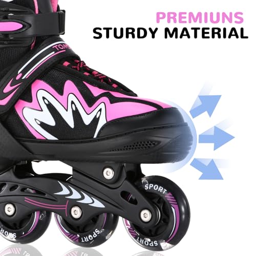 TOMSHOO Kids Inline Skates – Adjustable 4 Sizes with Luminous Wheels
