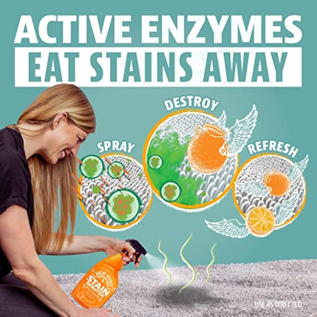 Angry Orange Enzyme Pet Stain Remover – 32oz Citrus Odor Eliminator Spray