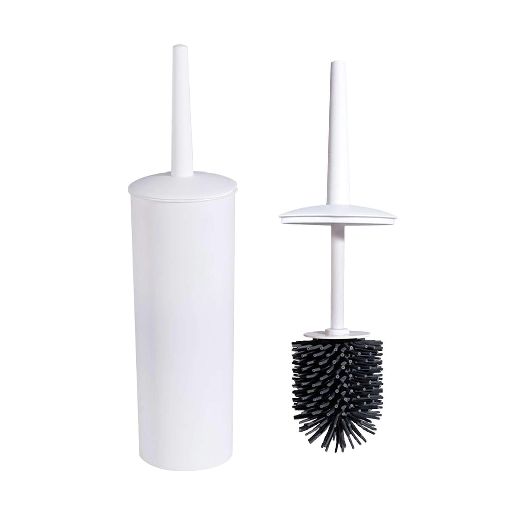 Toilet Brush with Drainage Holder Set,Flex Silicone Anti-Clog Anti-Drip Brush Head, White, 1-Pack - image 2