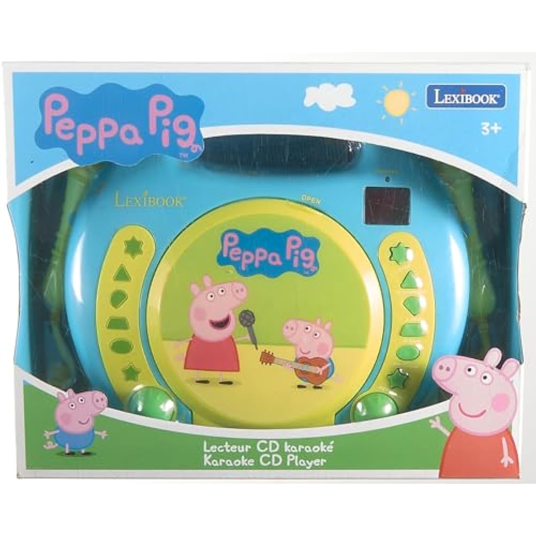 Lexibook Peppa Pig Portable CD Player with 2 Microphones – Blue/Yellow
