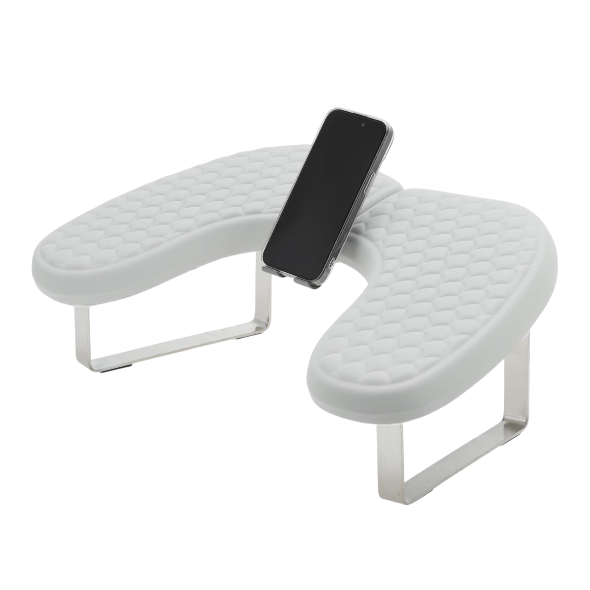 VOCOSTE Nail Arm Rest with Phone Holder | PU Leather Manicure Pillow, Gray