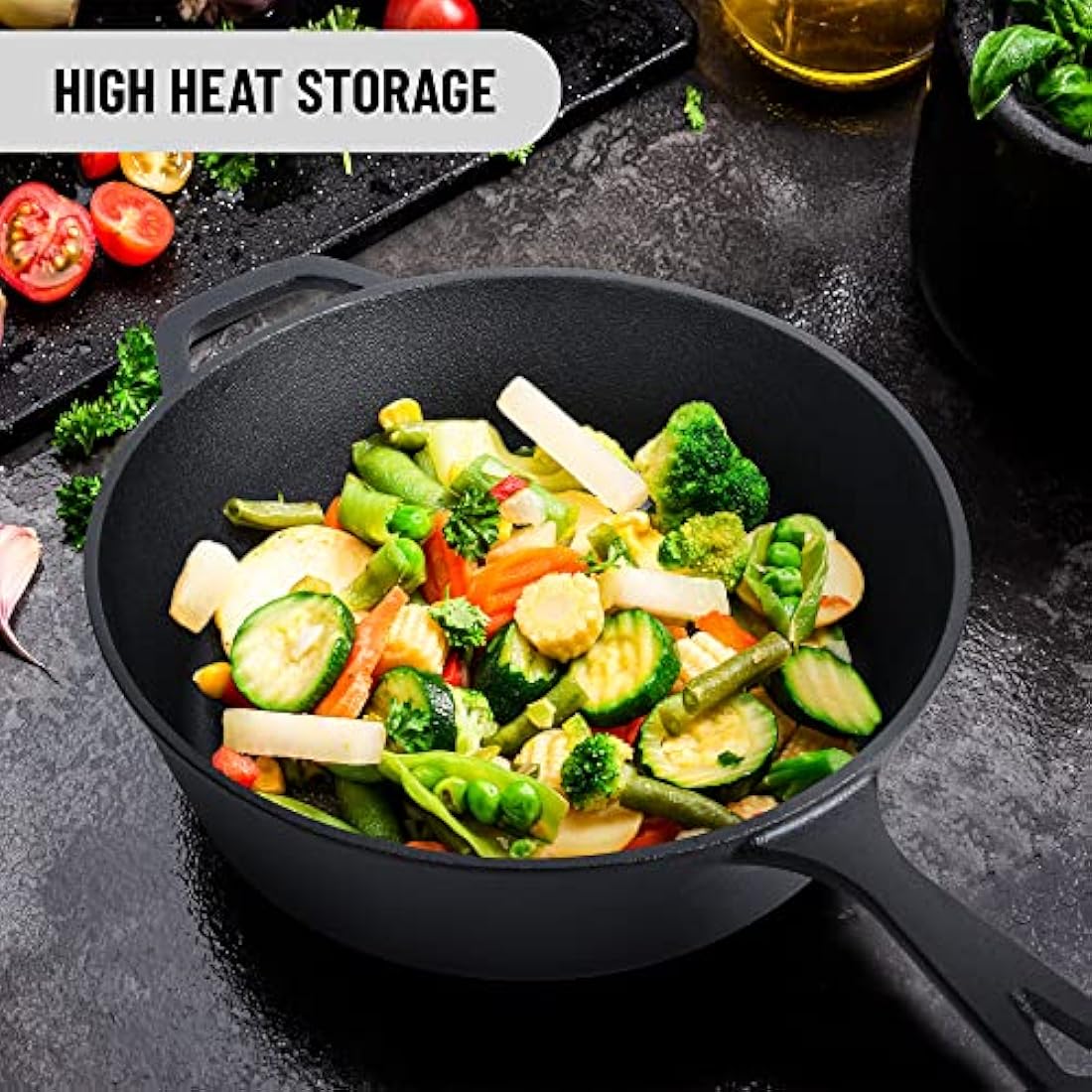 Tortillada Preseasoned Cast Iron Combo Cooker | 3.5L Dutch Oven & Skillet
