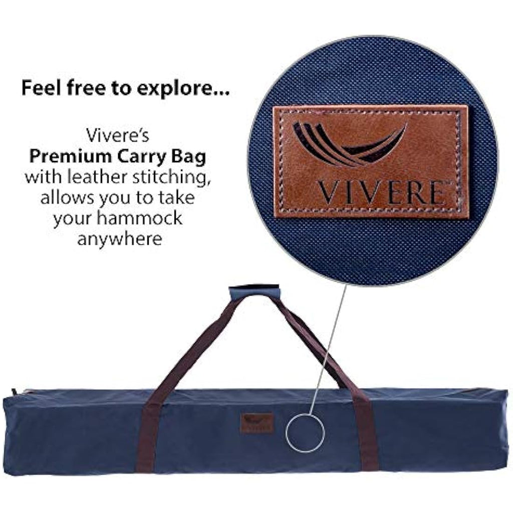 Vivere Double Cotton Hammock with Space-Saving Steel Stand | Tropical