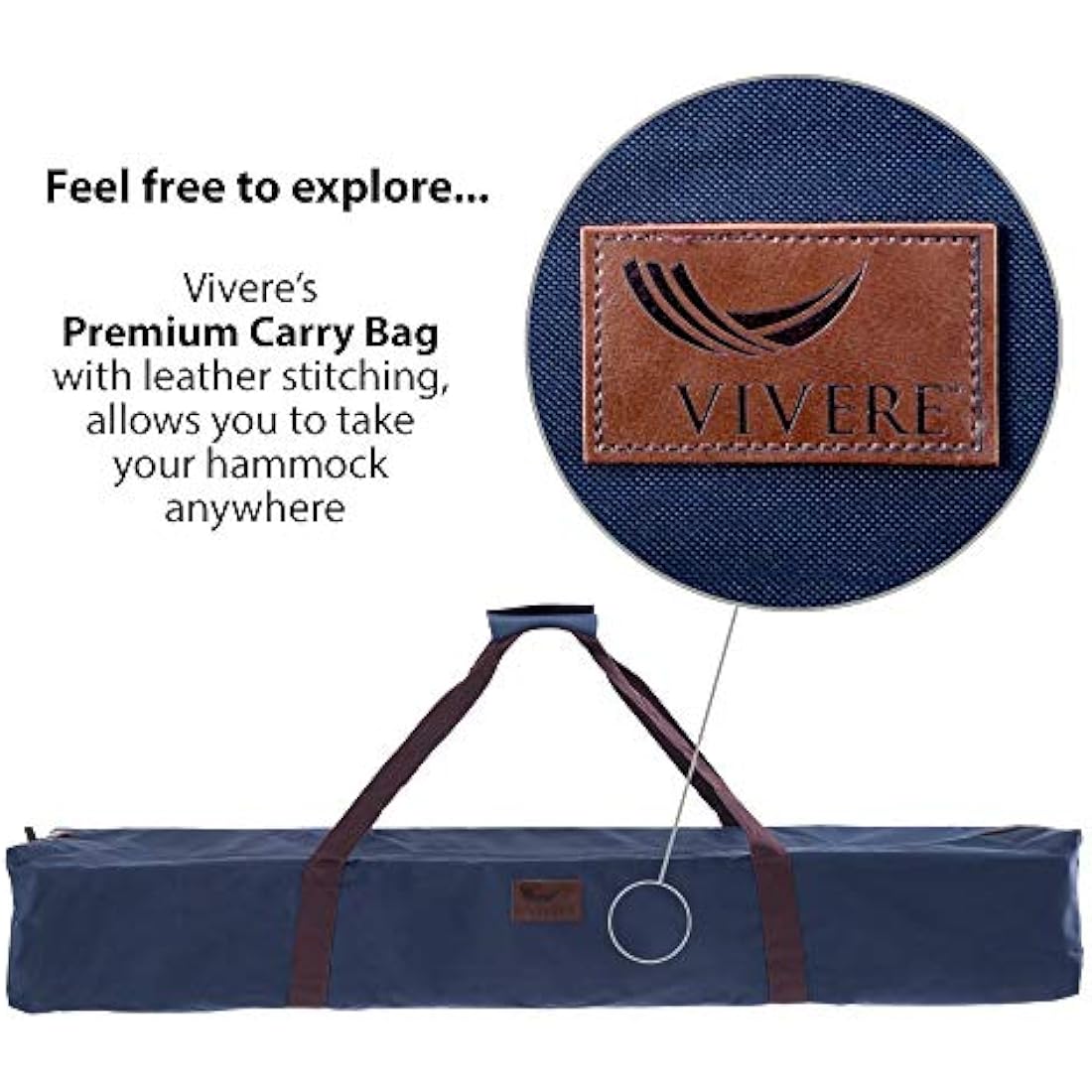 Vivere Double Cotton Hammock with Space-Saving Steel Stand – Denim
