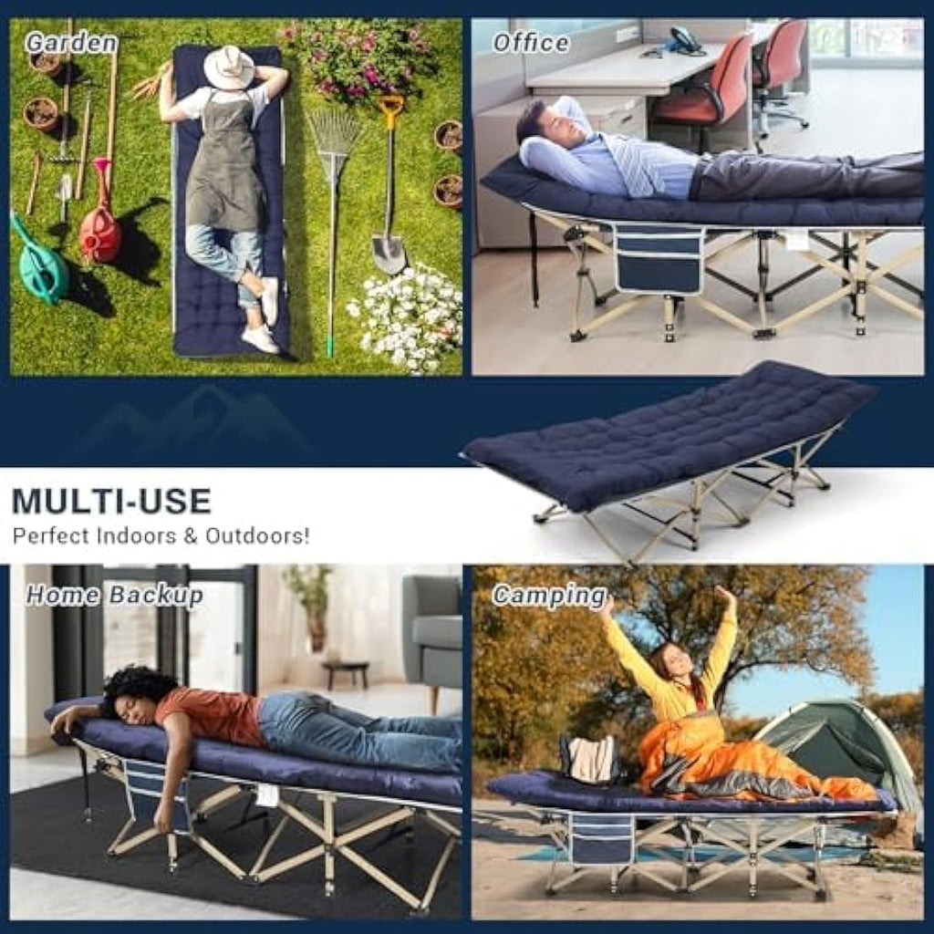 Overmont Heavy Duty Folding Camping Cot | 2400D Oxford Fabric Bed