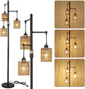 Rayofly Rattan Floor Lamp | Dimmable 3-Light Boho Standing Lamp for Living Room