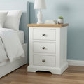 XL Snow White Bedside Table – 3 Drawer Solid Wood Cabinet