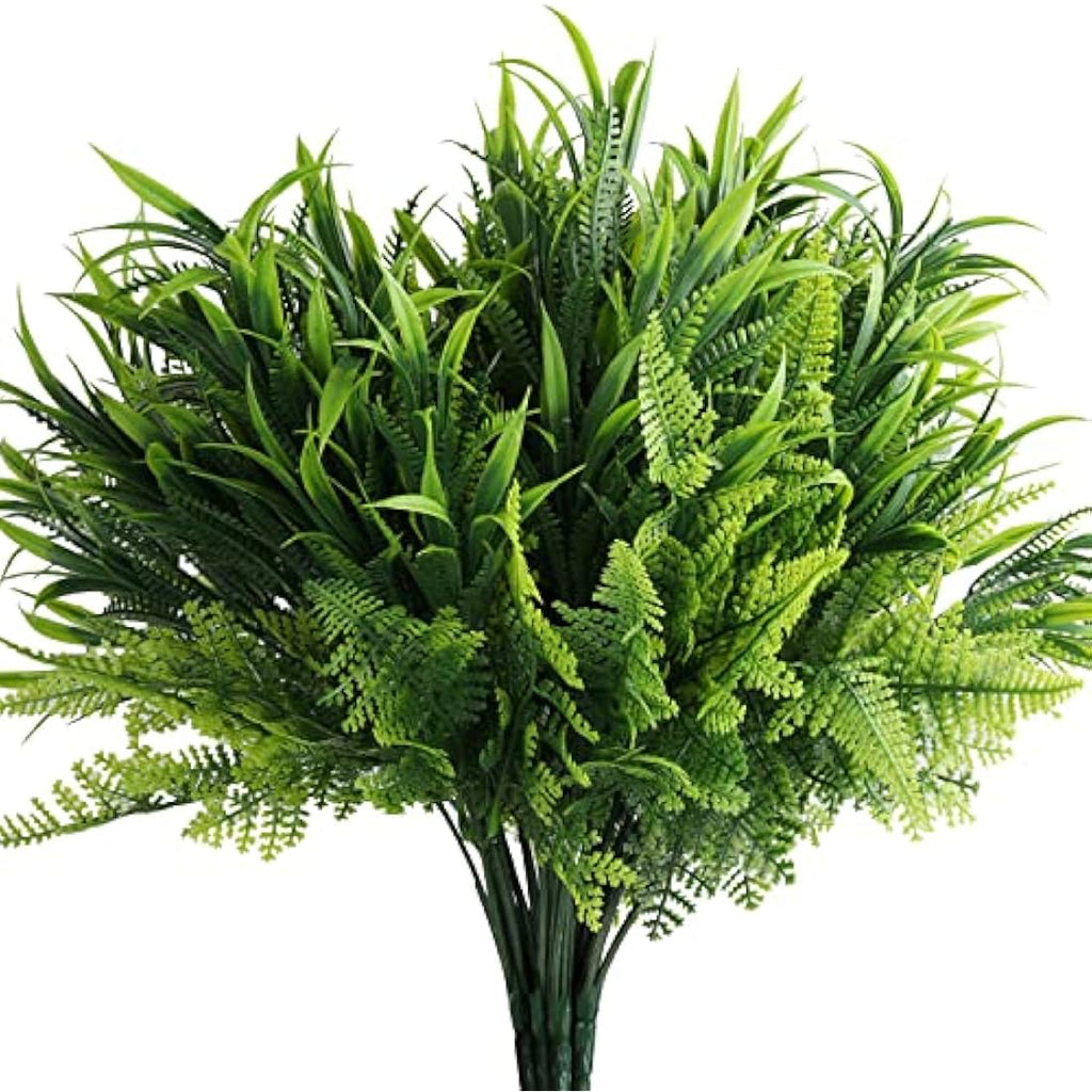 BELLE VOUS 6 Pack Artificial Faux Hanging Plants – Weatherproof Greenery
