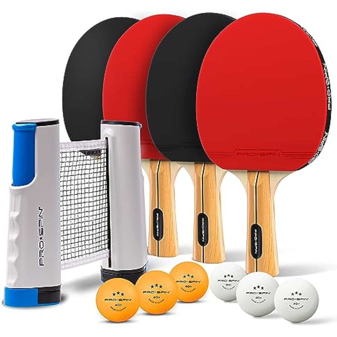 PRO SPIN Portable Table Tennis Set – Retractable Net, Bats & 3-Star Balls