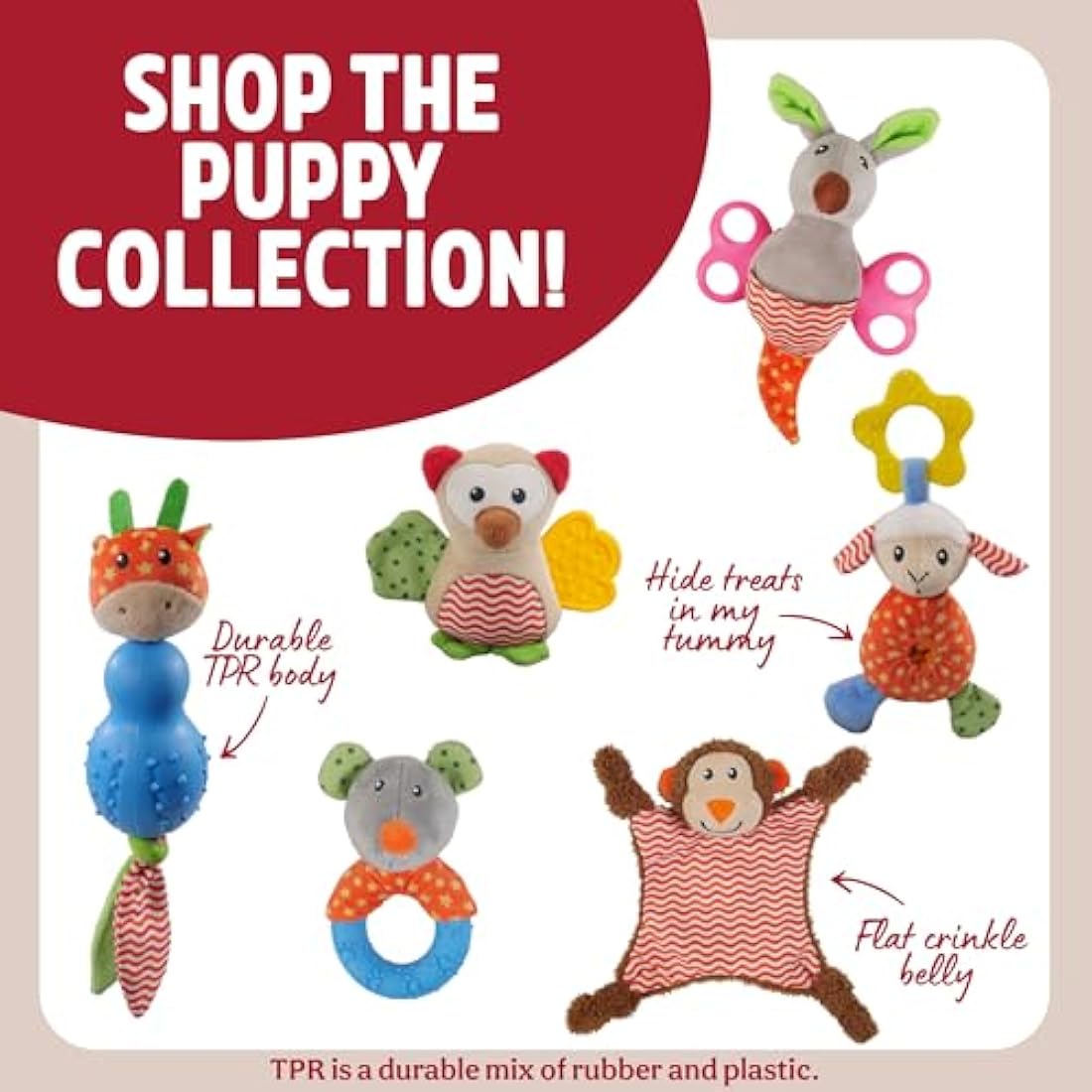 Rosewood Little Nippers Cheeky Chimp Puppy Toy – Squeaky Plush Teether