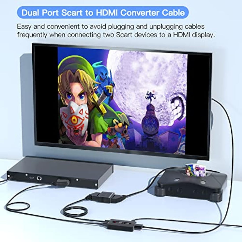 Kirolle Scart to HDMI Converter | 4:3/16:9 Switch for N64, PS2 & Wii