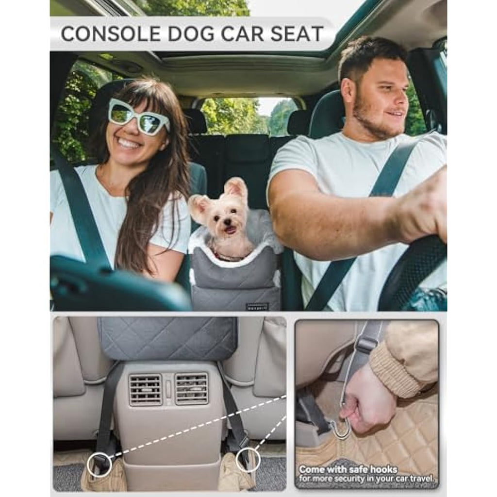 Petsfit Center Console Dog Car Seat – Small Pet Booster with Safety Hooks