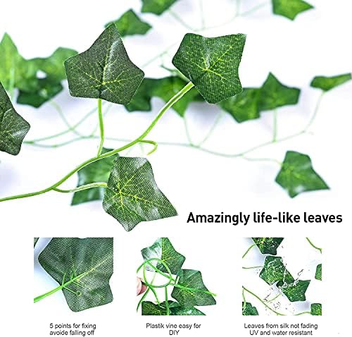 Jolof Store Artificial Ivy Vines with Lights - 4 Pack 80 LED Fairy Garland