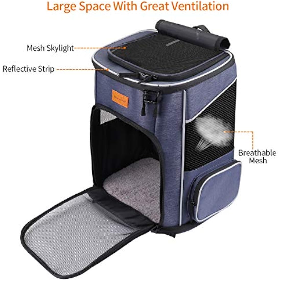Morpilot Foldable Cat Carrier Backpack – Ventilated Pet Travel Bag, Blue