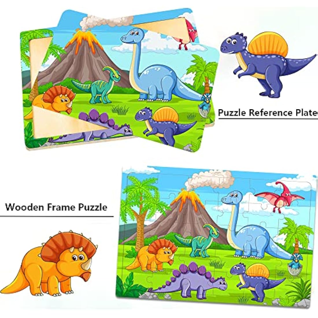 Jolof Store Wooden Jigsaw Puzzles for Kids - 4 Pack 30-Piece Educational Set