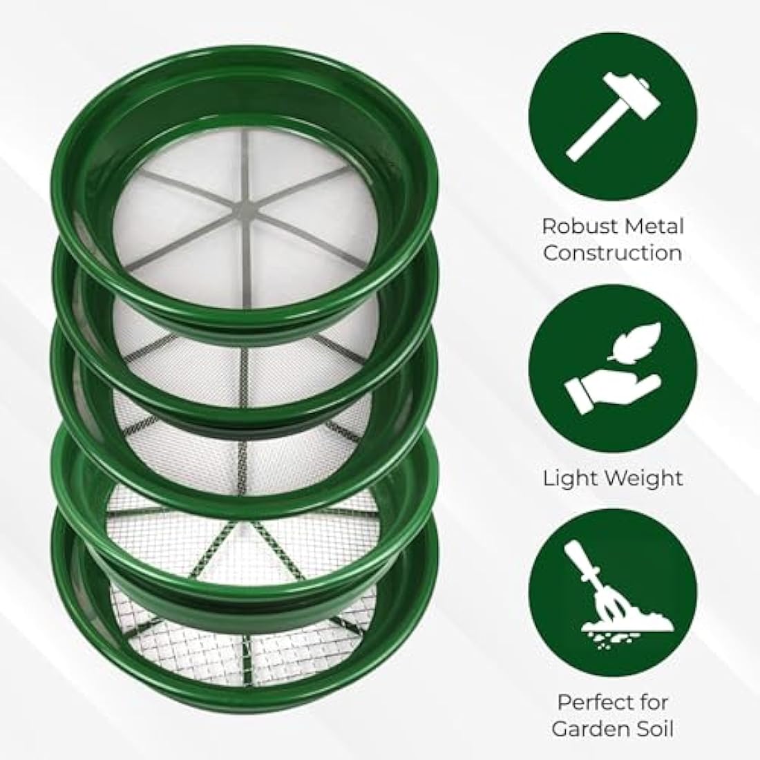 Gold Prospecting Pan Set – 5 Pack Stackable Mesh Classifiers