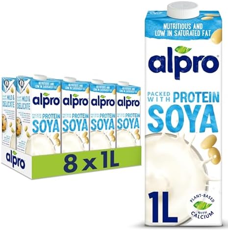 Alpro Soya Plant-Based Milk Alternative - Vegan & Lactose Free - 1L (8 Pack)