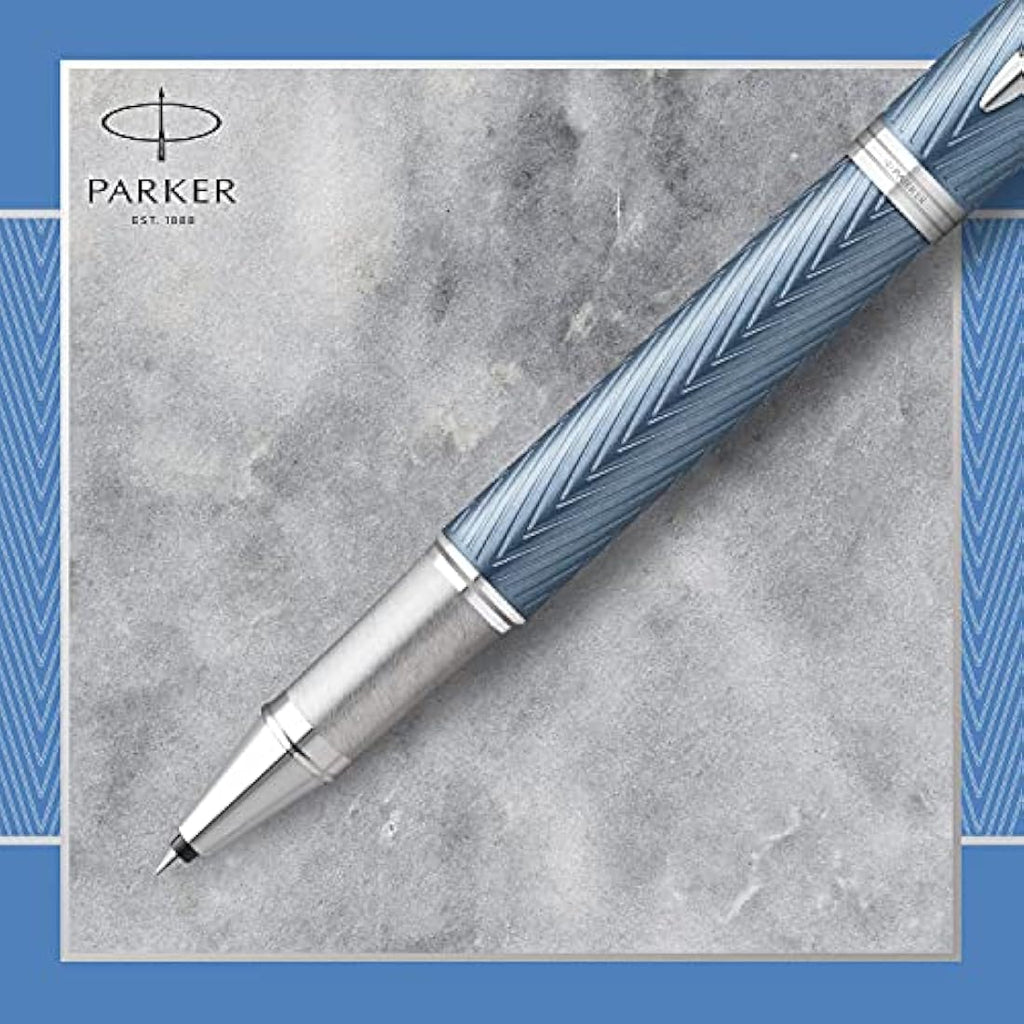 Parker IM Rollerball Pen – Blue Grey with Chrome Trim, Fine Point
