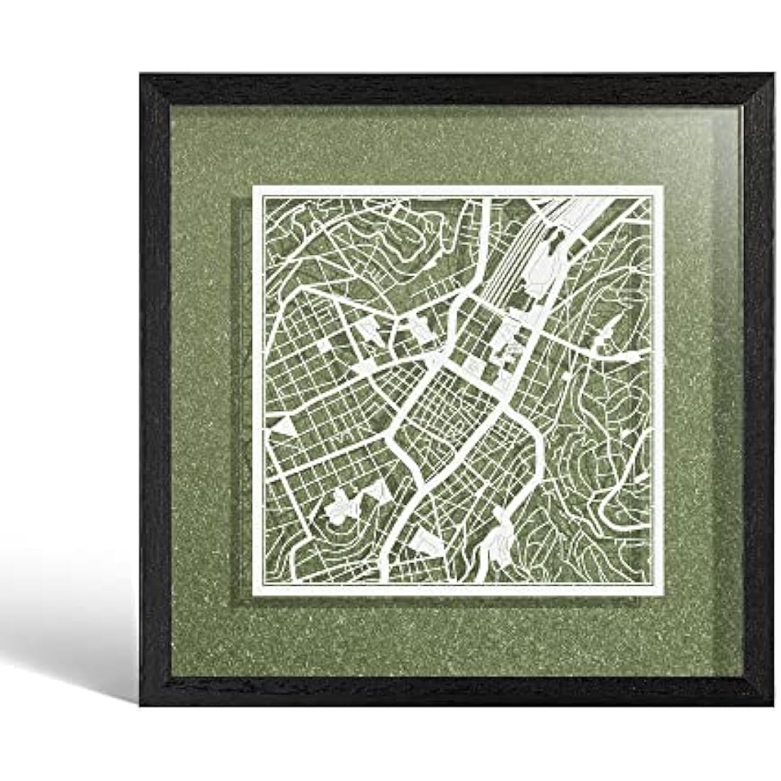 Stuttgart Paper Cut Map Wall Art – Jolof Store Framed 9x9 Decor