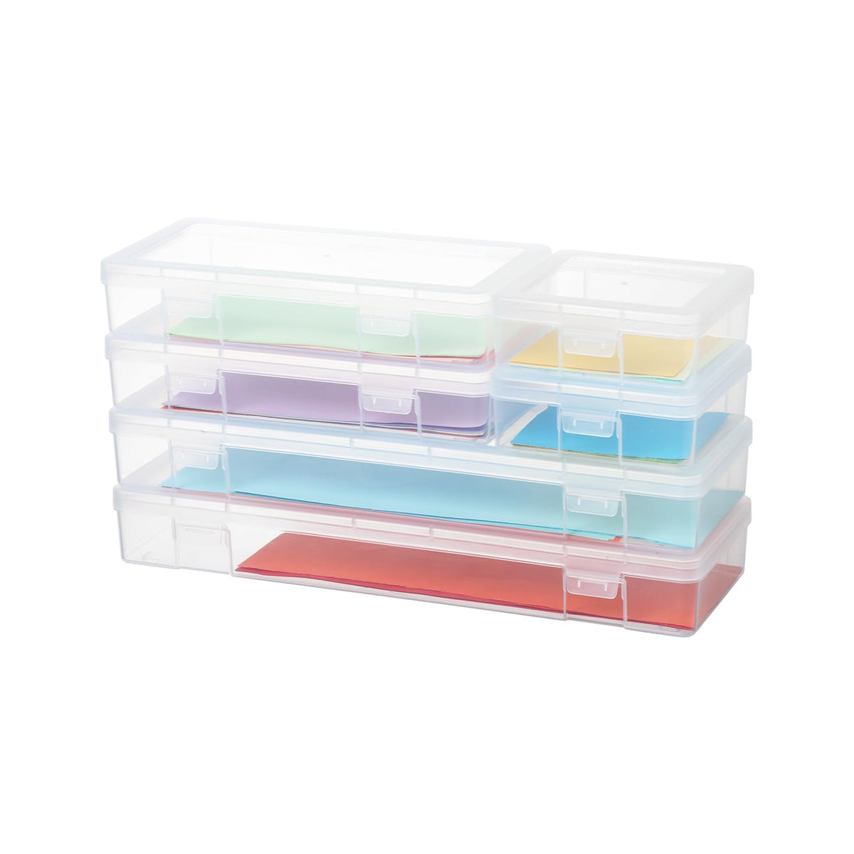 novelinks Stackable Plastic Clear Storage Box Containers with Latching Lid - Art Craft Supply Organizer Storage Containers for Pencil Box, Lego - image 1