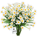 Jolof Store Artificial Daisy Flowers | 4PCS UV Resistant Faux Plants - White