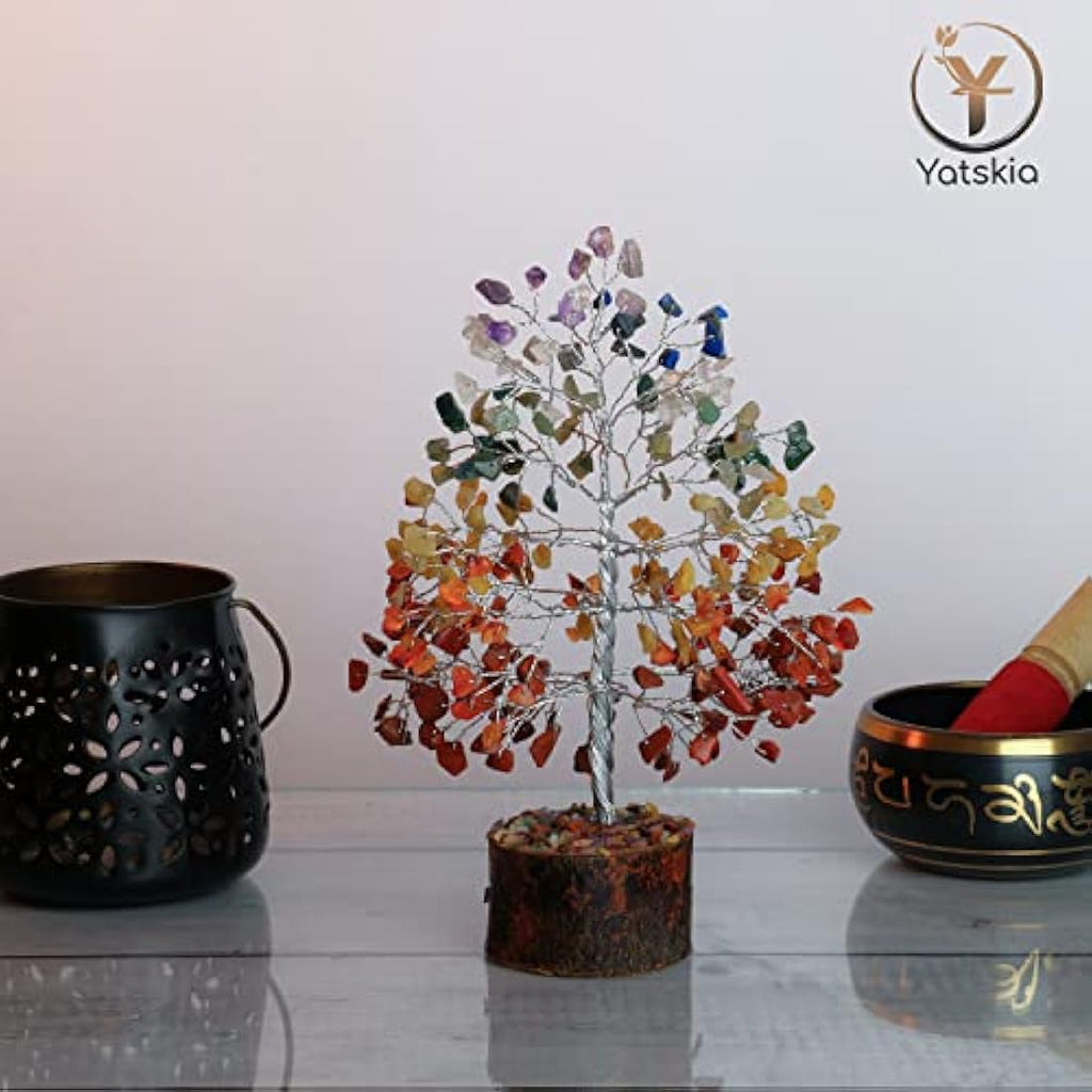 7 Chakra Crystal Tree of Life – 10" Feng Shui Gemstone Bonsai