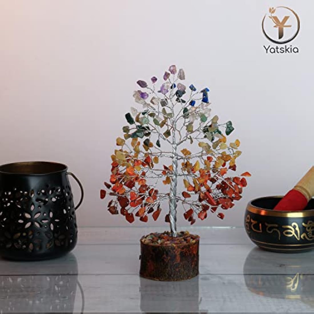 7 Chakra Crystal Tree of Life – 10" Feng Shui Gemstone Bonsai